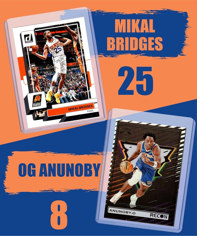 Chaser New York Knicks Cards: Karl-Anthony Towns, Jalen Brunson, Mikal Bridges, OG Anunoby, Josh Hart, Mitchell Robinson, Patrick Ewing ASSORTED Basketball Stars & GOATs Trading Cards and Wristbands Gift Pack - Image 3